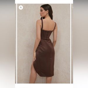 Brown Satin Corset Dress